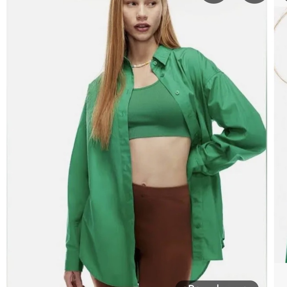 Aritzia Oversized Button-Down Shirt in Green